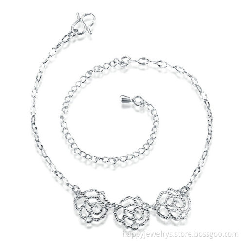 Jenia Top Seller Make Your Own Design Sterling Silver Plated Flower Shape Anklet